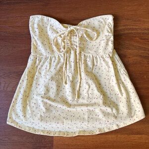 Hollister Yellow Floral Babydoll Top - S